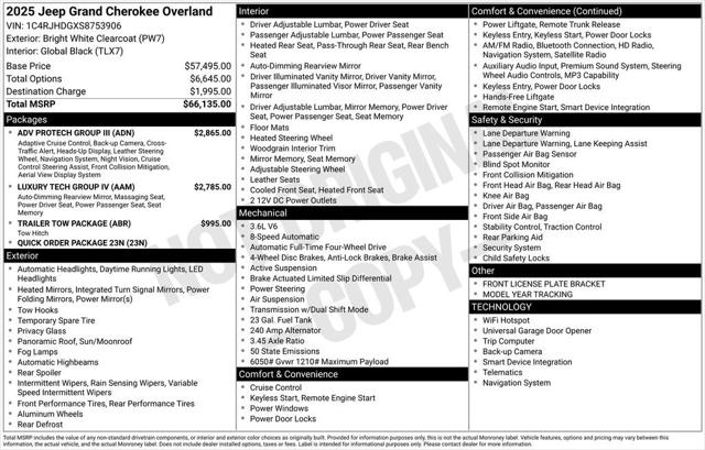 2025 Jeep Grand Cherokee GRAND CHEROKEE OVERLAND 4X4