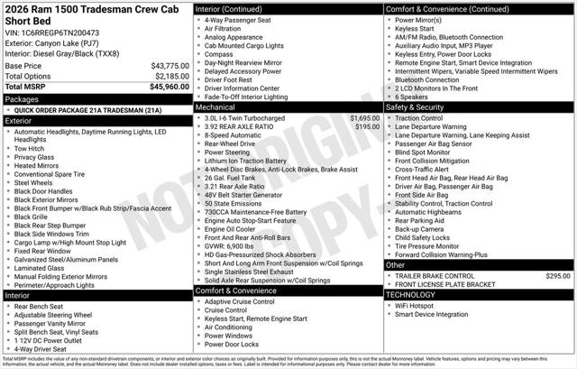 2026 RAM Ram 1500 RAM 1500 TRADESMAN CREW CAB 4X2 57 BOX 2026 RAM Ram 1500 RAM 1500 TRADESMAN CREW CAB 4X2 57 BOX
