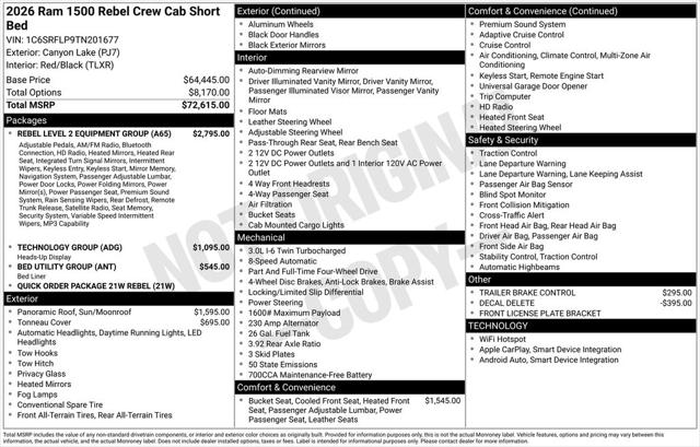 2026 RAM Ram 1500 RAM 1500 REBEL CREW CAB 4X4 57 BOX 2026 RAM Ram 1500 RAM 1500 REBEL CREW CAB 4X4 57 BOX