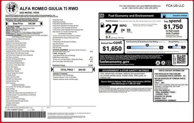 2022 Alfa Romeo Giulia Ti RWD