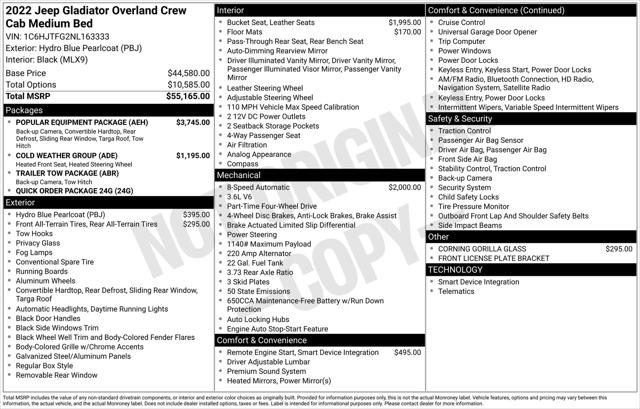 2022 Jeep Gladiator Overland 4x4