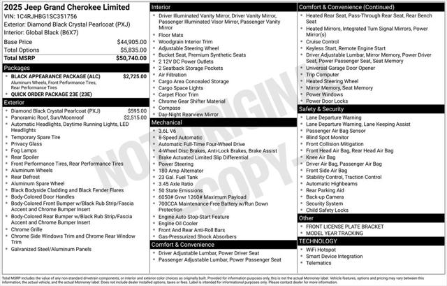 2025 Jeep Grand Cherokee GRAND CHEROKEE LIMITED 4X4