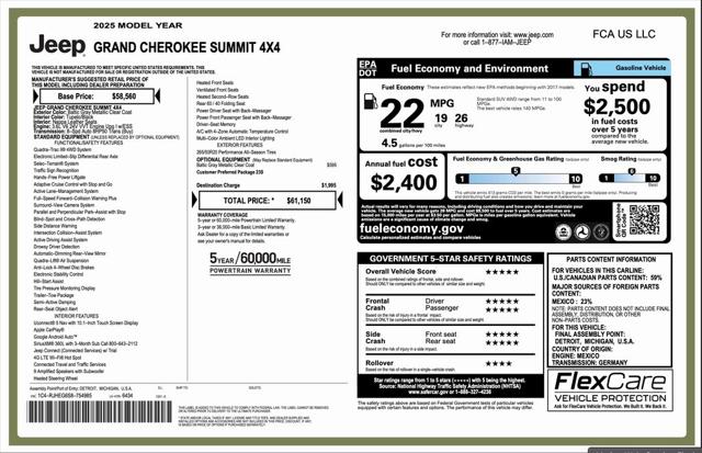 2025 Jeep Grand Cherokee GRAND CHEROKEE SUMMIT 4X4 2025 Jeep Grand Cherokee GRAND CHEROKEE SUMMIT 4X4