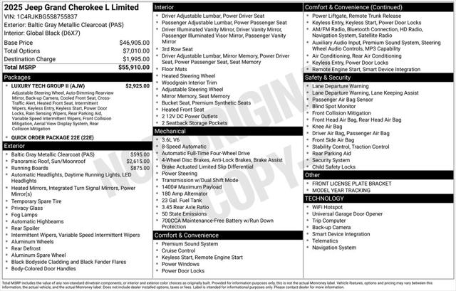 2025 Jeep Grand Cherokee GRAND CHEROKEE L LIMITED 4X4 2025 Jeep Grand Cherokee GRAND CHEROKEE L LIMITED 4X4