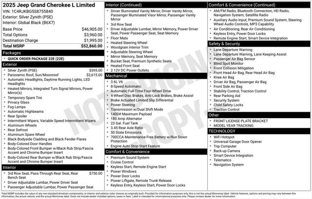 2025 Jeep Grand Cherokee GRAND CHEROKEE L LIMITED 4X4