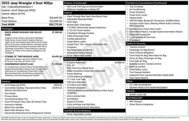 2025 Jeep Wrangler WRANGLER 4-DOOR WILLYS 2025 Jeep Wrangler WRANGLER 4-DOOR WILLYS