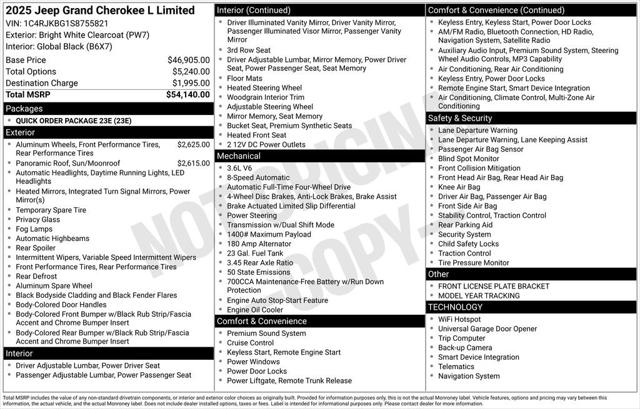 2025 Jeep Grand Cherokee GRAND CHEROKEE L LIMITED 4X4 2025 Jeep Grand Cherokee GRAND CHEROKEE L LIMITED 4X4