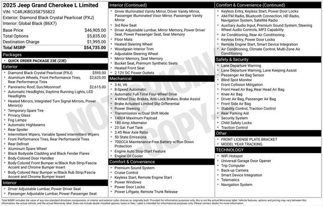 2025 Jeep Grand Cherokee GRAND CHEROKEE L LIMITED 4X4 2025 Jeep Grand Cherokee GRAND CHEROKEE L LIMITED 4X4