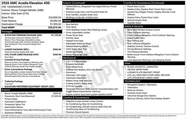 2026 GMC Acadia FWD Elevation