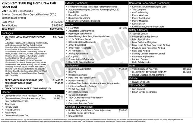 2025 RAM Ram 1500 RAM 1500 BIG HORN CREW CAB 4X4 57 BOX