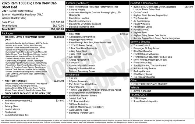 2025 RAM Ram 1500 RAM 1500 BIG HORN CREW CAB 4X4 57 BOX 2025 RAM Ram 1500 RAM 1500 BIG HORN CREW CAB 4X4 57 BOX