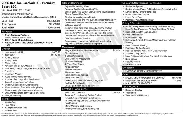 2026 Cadillac Escalade IQL Premium Sport AWD