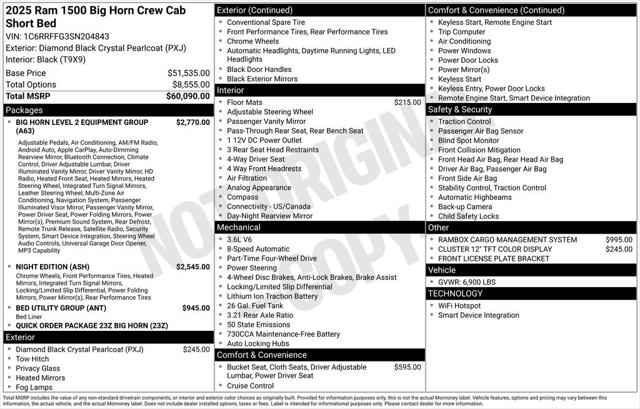 2025 RAM Ram 1500 RAM 1500 BIG HORN CREW CAB 4X4 57 BOX