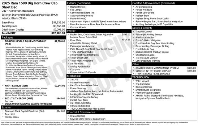 2025 RAM Ram 1500 RAM 1500 BIG HORN CREW CAB 4X4 57 BOX