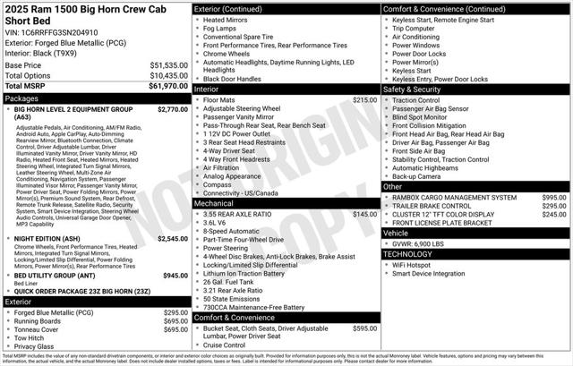 2025 RAM Ram 1500 RAM 1500 BIG HORN CREW CAB 4X4 57 BOX 2025 RAM Ram 1500 RAM 1500 BIG HORN CREW CAB 4X4 57 BOX