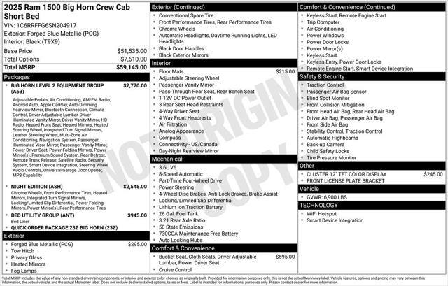 2025 RAM Ram 1500 RAM 1500 BIG HORN CREW CAB 4X4 57 BOX