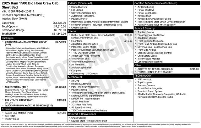 2025 RAM Ram 1500 RAM 1500 BIG HORN CREW CAB 4X4 57 BOX