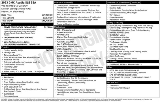 2023 GMC Acadia AWD SLE
