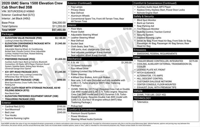 2020 GMC Sierra 1500 4WD Crew Cab Short Box Elevation