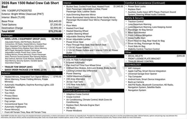 2026 RAM Ram 1500 RAM 1500 REBEL CREW CAB 4X4 57 BOX