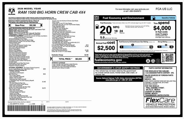 2026 RAM Ram 1500 RAM 1500 BIG HORN CREW CAB 4X4 57 BOX 2026 RAM Ram 1500 RAM 1500 BIG HORN CREW CAB 4X4 57 BOX