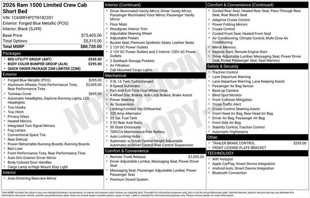 2026 RAM Ram 1500 RAM 1500 LIMITED CREW CAB 4X4 57 BOX 2026 RAM Ram 1500 RAM 1500 LIMITED CREW CAB 4X4 57 BOX
