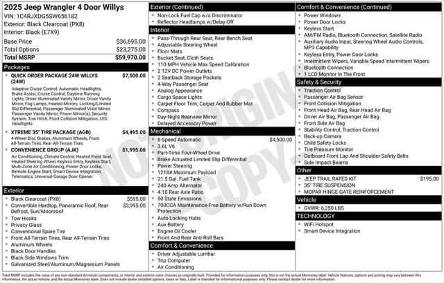 2025 Jeep Wrangler WRANGLER 4-DOOR WILLYS