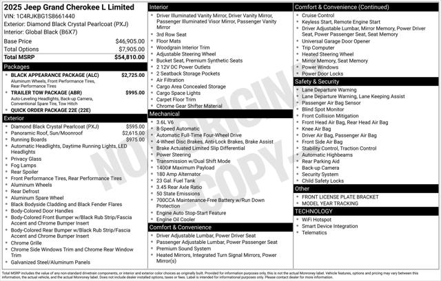 2025 Jeep Grand Cherokee GRAND CHEROKEE L LIMITED 4X4