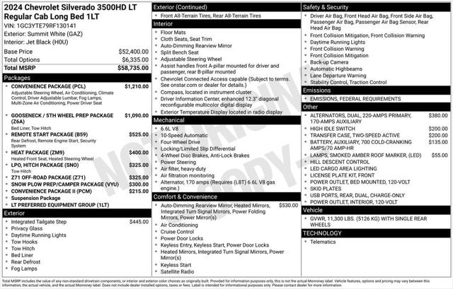 2024 Chevrolet Silverado 3500HD 4WD Regular Cab Long Bed LT 2024 Chevrolet Silverado 3500HD 4WD Regular Cab Long Bed LT