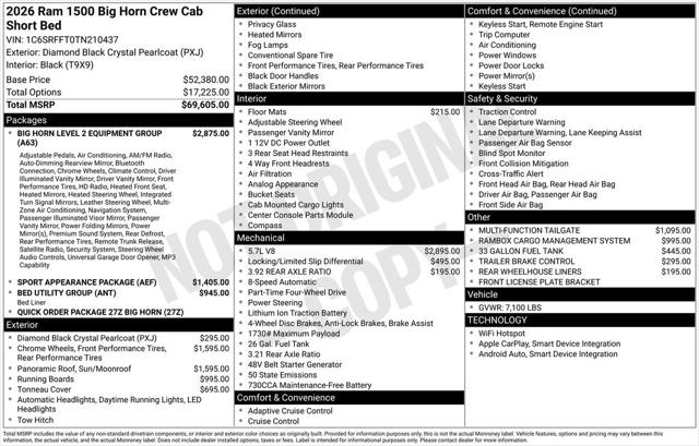2026 RAM Ram 1500 RAM 1500 BIG HORN CREW CAB 4X4 57 BOX 2026 RAM Ram 1500 RAM 1500 BIG HORN CREW CAB 4X4 57 BOX
