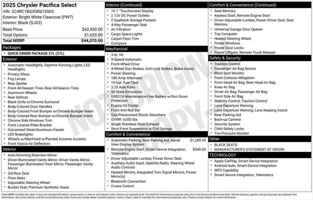 2025 Chrysler Pacifica PACIFICA SELECT