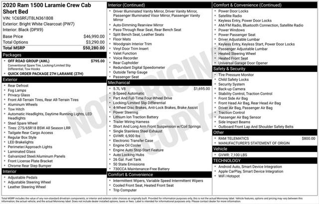 2020 RAM 1500 Laramie Crew Cab 4x4 57 Box 2020 RAM 1500 Laramie Crew Cab 4x4 57 Box