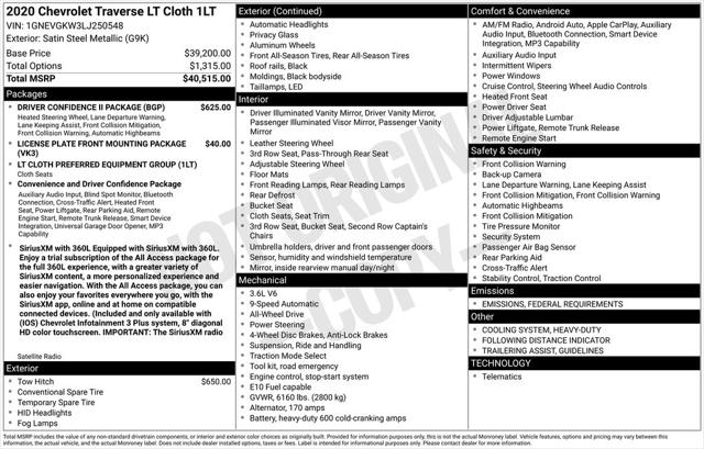 2020 Chevrolet Traverse AWD LT Cloth