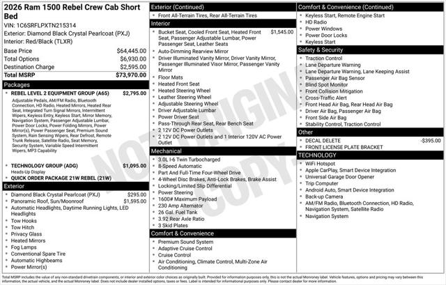 2026 RAM Ram 1500 RAM 1500 REBEL CREW CAB 4X4 57 BOX