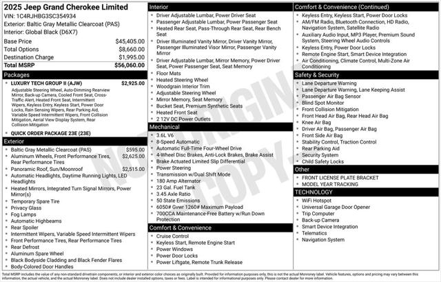 2025 Jeep Grand Cherokee GRAND CHEROKEE LIMITED 4X4