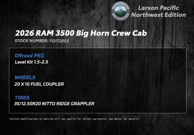 2026 RAM Ram 3500 RAM 3500 BIG HORN CREW CAB 4X4 8 BOX 2026 RAM Ram 3500 RAM 3500 BIG HORN CREW CAB 4X4 8 BOX
