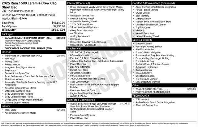 2025 RAM Ram 1500 RAM 1500 LARAMIE CREW CAB 4X4 57 BOX