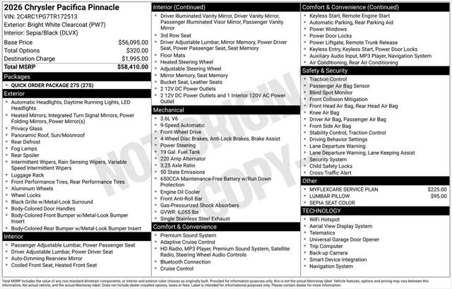 2026 Chrysler Pacifica PACIFICA PINNACLE