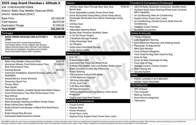 2025 Jeep Grand Cherokee GRAND CHEROKEE L ALTITUDE X 4X4