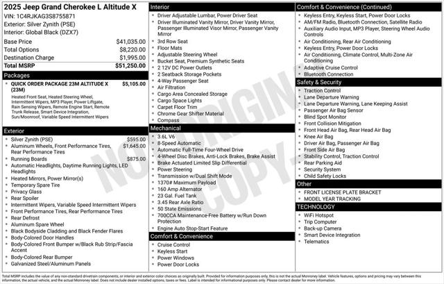 2025 Jeep Grand Cherokee GRAND CHEROKEE L ALTITUDE X 4X4