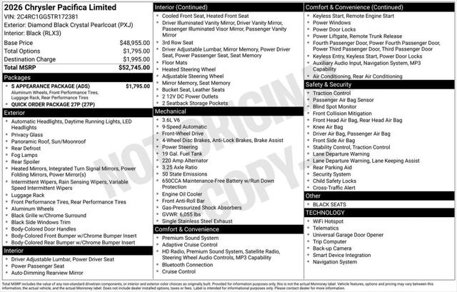 2026 Chrysler Pacifica PACIFICA LIMITED 2026 Chrysler Pacifica PACIFICA LIMITED