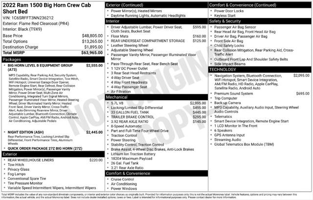 2022 Ram 1500 Big Horn Crew Cab 4x4 57 Box