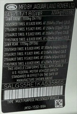 2019 Land Rover Range Rover 5.0L V8 Supercharged