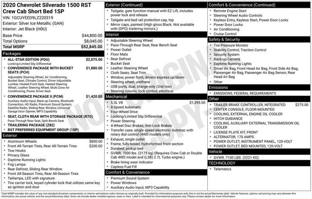 2020 Chevrolet Silverado 1500 4WD Crew Cab Short Bed RST