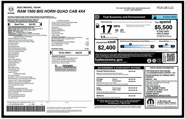 2022 RAM 1500 Big Horn Quad Cab 4x4 64 Box