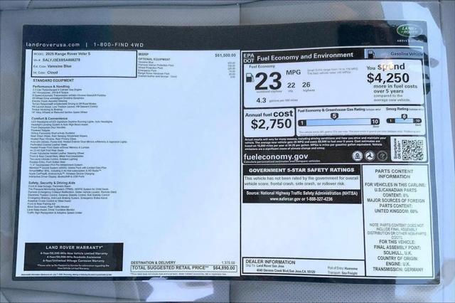2025 Land Rover Range Rover Velar P250 S