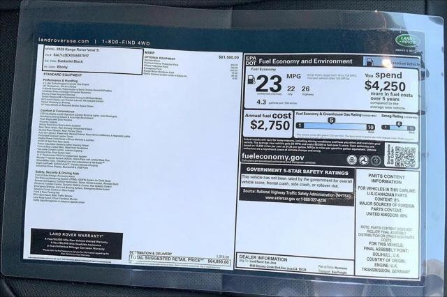 2025 Land Rover Range Rover Velar P250 S
