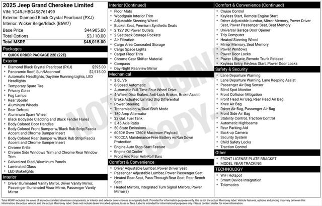2025 Jeep Grand Cherokee GRAND CHEROKEE LIMITED 4X4