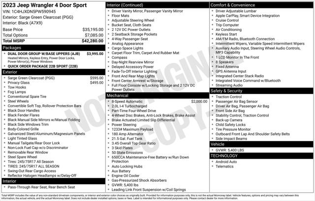 2023 Jeep Wrangler 4-Door Sport 4x4