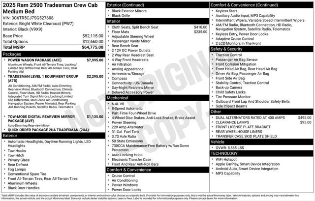 2025 RAM Ram 2500 RAM 2500 TRADESMAN CREW CAB 4X4 64 BOX